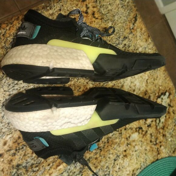 Adidas Mens Shoes Size 10 Sneakers Pod-S3.1 Black Black White Blue Neon AQ1059